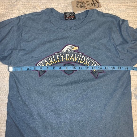 NWT DENIM BLUE HARLEY DAVIDSON LONG SLEEVED TEE - Picture 5 of 5